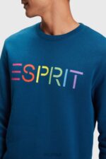 Esprit Logo print sweatshirt Men Petrol Blue Sweatshirts & Hoodies P0D0X869 - Image 2