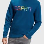 Esprit Logo print sweatshirt Men Petrol Blue Sweatshirts & Hoodies P0D0X869