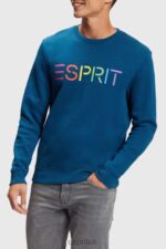 Esprit Logo print sweatshirt Men Petrol Blue Sweatshirts & Hoodies P0D0X869