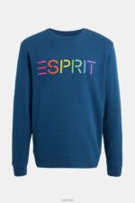 Esprit Logo print sweatshirt Men Petrol Blue Sweatshirts & Hoodies P0D0X869 - Image 4