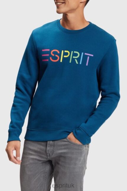 Esprit Logo print sweatshirt Men Petrol Blue Sweatshirts & Hoodies P0D0X869