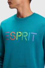 Esprit Logo print sweatshirt Men Teal Blue Sweatshirts & Hoodies P0D0X870 - Image 2