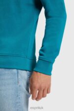 Esprit Logo print sweatshirt Men Teal Blue Sweatshirts & Hoodies P0D0X870 - Image 3