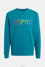 Esprit Logo print sweatshirt Men Teal Blue Sweatshirts & Hoodies P0D0X870 - Image 4