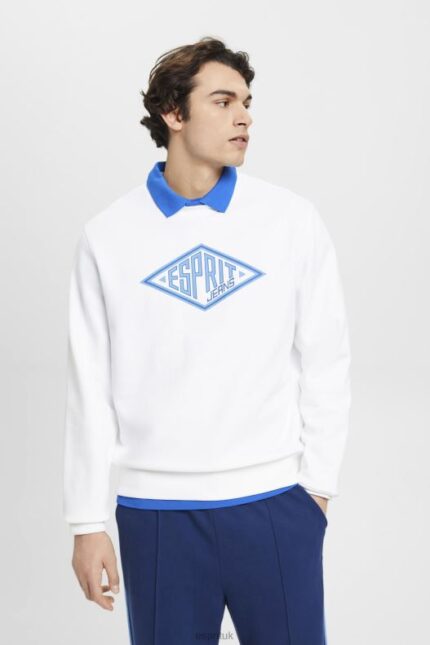 Esprit Logo print sweatshirt Men White Sweatshirts & Hoodies P0D0X654