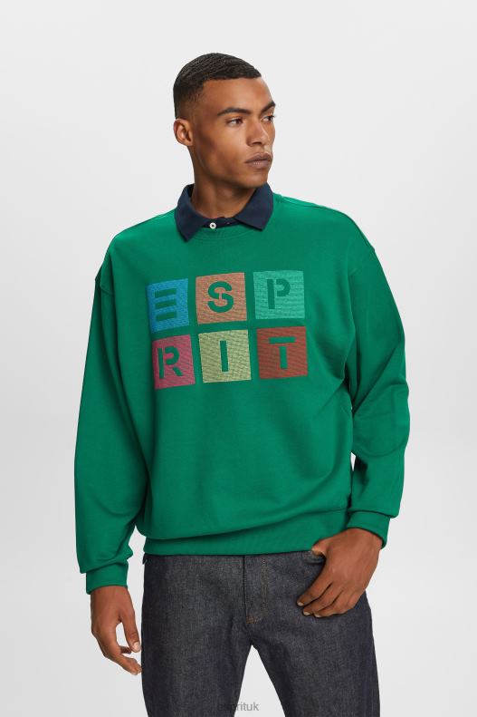 Esprit Logo sweatshirt, 100% organic cotton Men Dark Green Sweatshirts & Hoodies P0D0X581 - Image 1