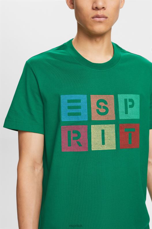 Esprit Logo t-shirt, 100% cotton Men Dark Green T-Shirts P0D0X588 - Image 3