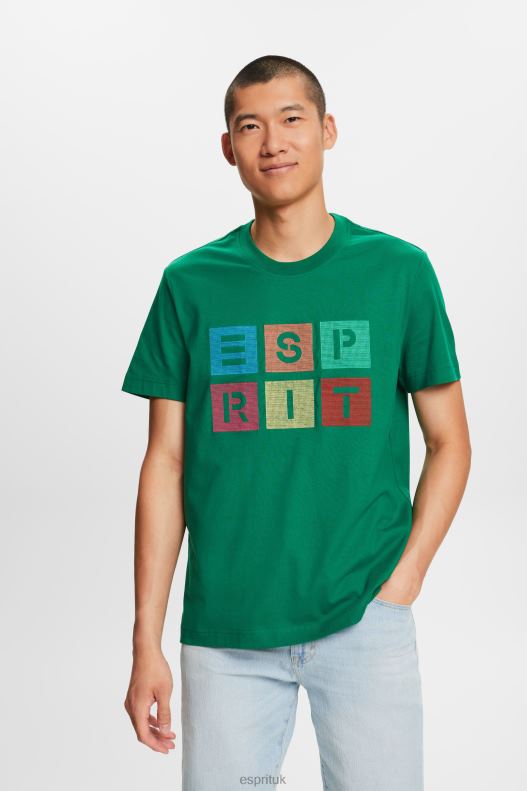 Esprit Logo t-shirt, 100% cotton Men Dark Green T-Shirts P0D0X588 - Image 1
