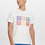 Esprit Logo t-shirt, 100% cotton Men Off White T-Shirts P0D0X587