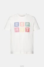 Esprit Logo t-shirt, 100% cotton Men Off White T-Shirts P0D0X587 - Image 5