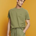 Esprit Logo T-shirt, 100% cotton Men Olive T-Shirts P0D0X669