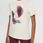Esprit Logo t-shirt, TENCEL blend Women Nude T-Shirts P0D0X441