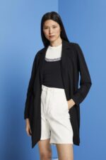 Esprit Long jersey blazer, LENZING ECOVERO Women Black Coats P0D0X240