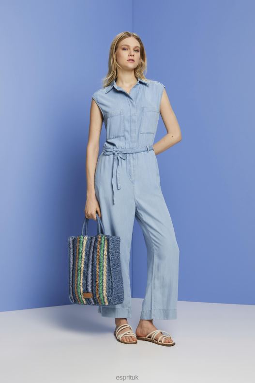 Esprit Long jumpsuit in a denim look, TENCEL Women Blue Light Wash Suit P0D0X92 - Image 2