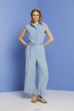 Esprit Long jumpsuit in a denim look, TENCEL Women Blue Light Wash Suit P0D0X92