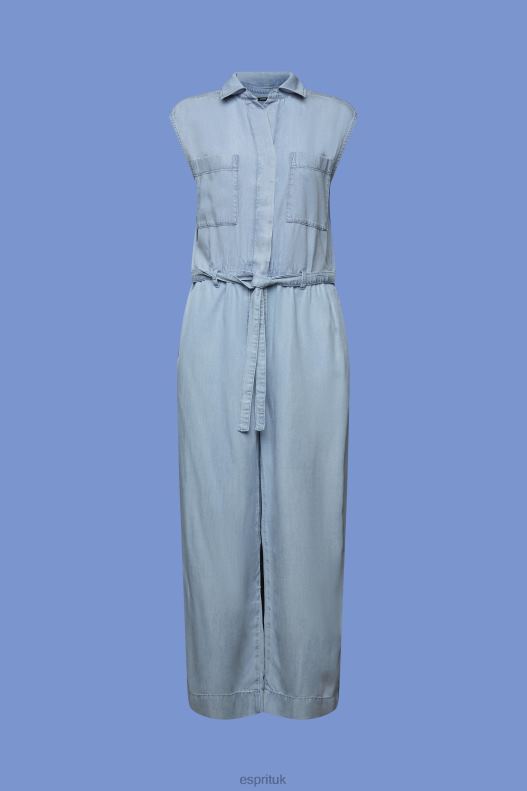 Esprit Long jumpsuit in a denim look, TENCEL Women Blue Light Wash Suit P0D0X92 - Image 5