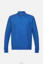 Esprit Long sleeve pique polo shirt Men Blue Polos P0D0X952 - Image 5