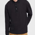 Esprit Long sleeve polo shirt Men Black Polos P0D0X819