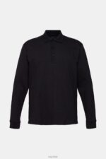 Esprit Long sleeve polo shirt Men Black Polos P0D0X819 - Image 5