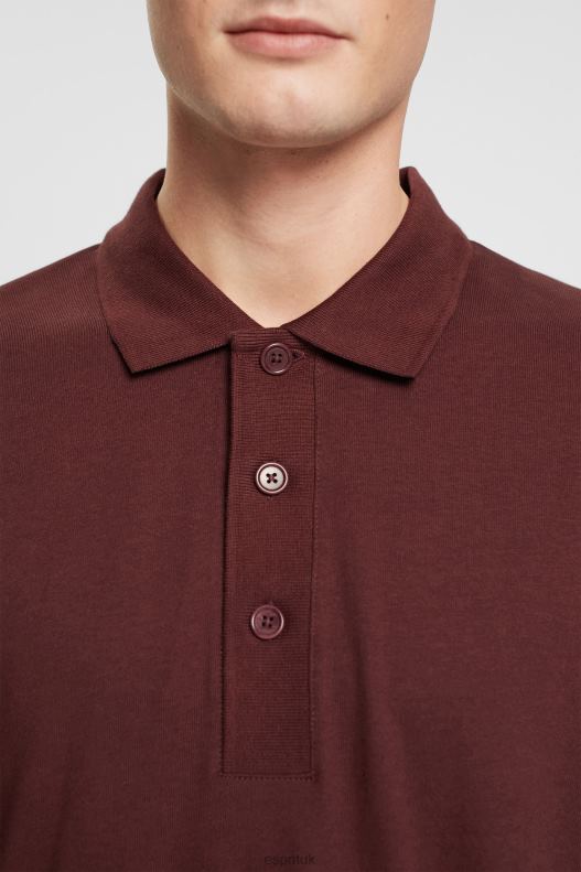Esprit Long sleeve polo shirt Men Bordeaux Red Polos P0D0X821 - Image 3