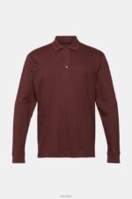 Esprit Long sleeve polo shirt Men Bordeaux Red Polos P0D0X821 - Image 5