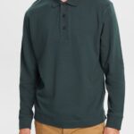 Esprit Long sleeve polo shirt Men Dark Teal Green Polos P0D0X820