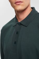 Esprit Long sleeve polo shirt Men Dark Teal Green Polos P0D0X820 - Image 3