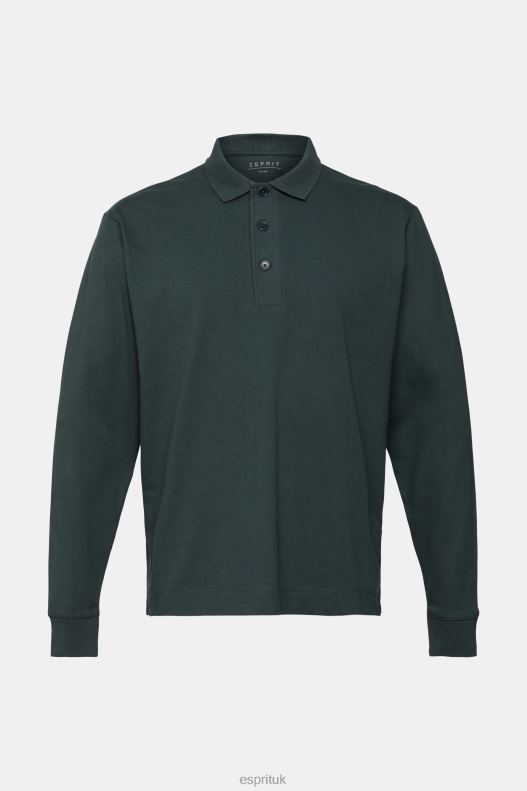 Esprit Long sleeve polo shirt Men Dark Teal Green Polos P0D0X820 - Image 5