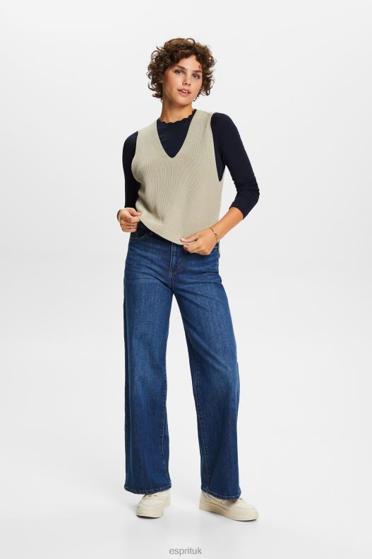 Esprit Long sleeve top with a scalloped neck Women Navy Long Sleeve P0D0X33 - Image 2