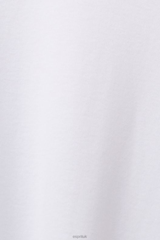 Esprit Long sleeve top with a scalloped neck Women White Long Sleeve P0D0X32 - Image 4