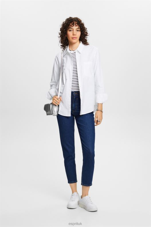 Esprit Long sleeve top with a scalloped neck Women White Long Sleeve P0D0X34 - Image 2