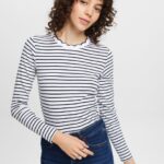 Esprit Long sleeve top with a scalloped neck Women White Long Sleeve P0D0X34