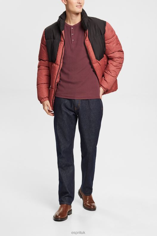 Esprit Long sleeve waffle pique top, 100% cotton Men Bordeaux Red Long Sleeve P0D0X823 - Image 2