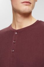 Esprit Long sleeve waffle pique top, 100% cotton Men Bordeaux Red Long Sleeve P0D0X823 - Image 3