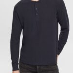 Esprit Long sleeve waffle pique top, 100% cotton Men Navy Long Sleeve P0D0X822