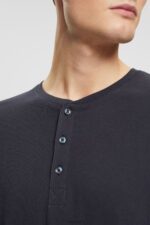 Esprit Long sleeve waffle pique top, 100% cotton Men Navy Long Sleeve P0D0X822 - Image 3