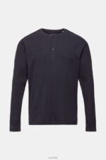 Esprit Long sleeve waffle pique top, 100% cotton Men Navy Long Sleeve P0D0X822 - Image 5
