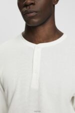 Esprit Long sleeve waffle pique top Men Off White Long Sleeve P0D0X696 - Image 3