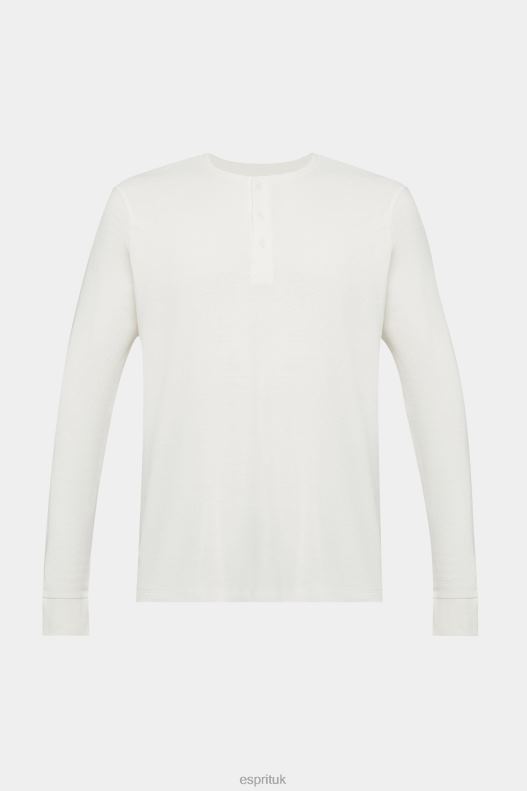 Esprit Long sleeve waffle pique top Men Off White Long Sleeve P0D0X696 - Image 5