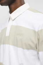 Esprit Long-sleeved polo shirt with stripes Men Dusty Green Polos P0D0X719 - Image 3