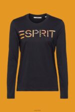 Esprit Long-sleeved t-shirt with logo Women Black T-Shirts P0D0X460 - Image 5