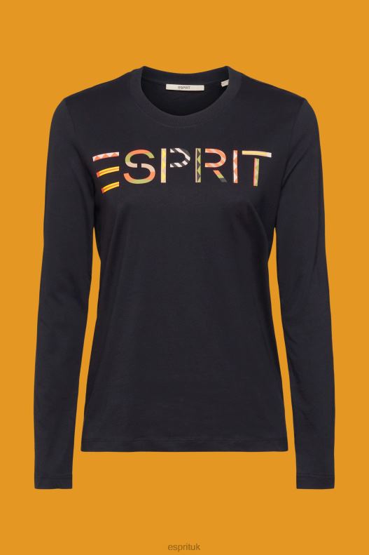 Esprit Long-sleeved t-shirt with logo Women Black T-Shirts P0D0X460 - Image 5