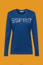 Esprit Long-sleeved t-shirt with logo Women Petrol Blue T-Shirts P0D0X462 - Image 5