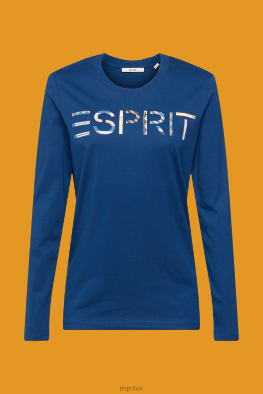 Esprit Long-sleeved t-shirt with logo Women Petrol Blue T-Shirts P0D0X462 - Image 5