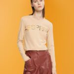 Esprit Long-sleeved t-shirt with logo Women Sand T-Shirts P0D0X461