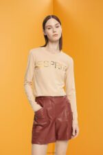 Esprit Long-sleeved t-shirt with logo Women Sand T-Shirts P0D0X461
