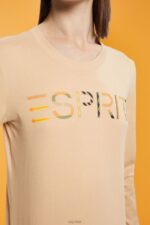 Esprit Long-sleeved t-shirt with logo Women Sand T-Shirts P0D0X461 - Image 3