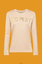 Esprit Long-sleeved t-shirt with logo Women Sand T-Shirts P0D0X461 - Image 5
