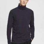 Esprit Long-sleeved waffle pique top, 100% cotton Men Navy Long Sleeve P0D0X695