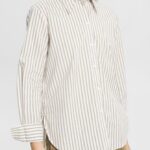 Esprit Long striped woven blouse Women White Blouses P0D0X397
